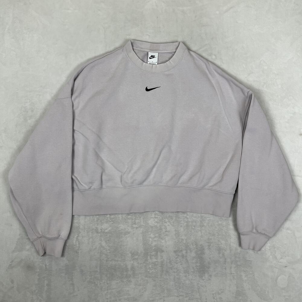 Nike Phoenix Sweatshirt Womens Medium Purple Center Swoosh Cropped Crewneck